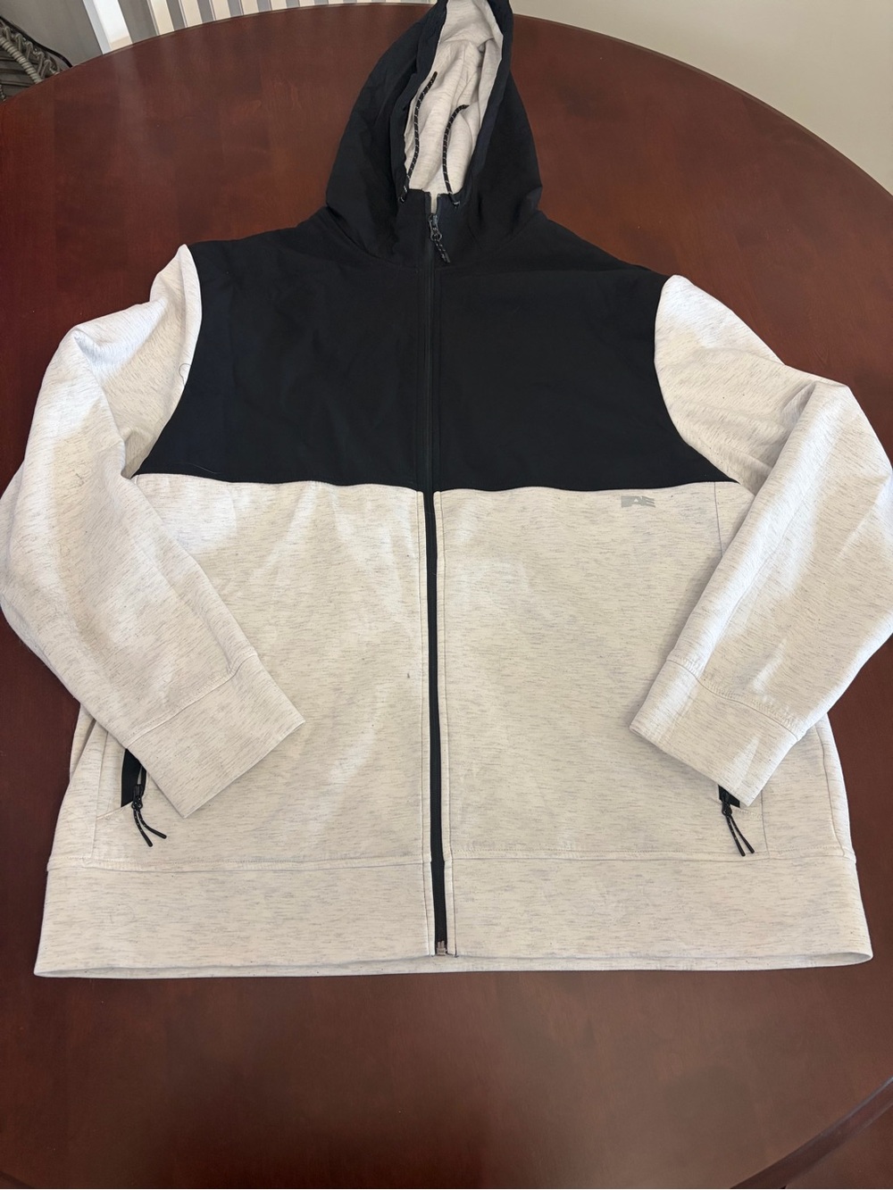 American Eagle Outfitters Two-Tone Black and Light Gray Hooded Windbreaker